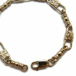 Fishers of Men Acts Bracelet 14k Yellow Gold Fish & Cross 9.5 in